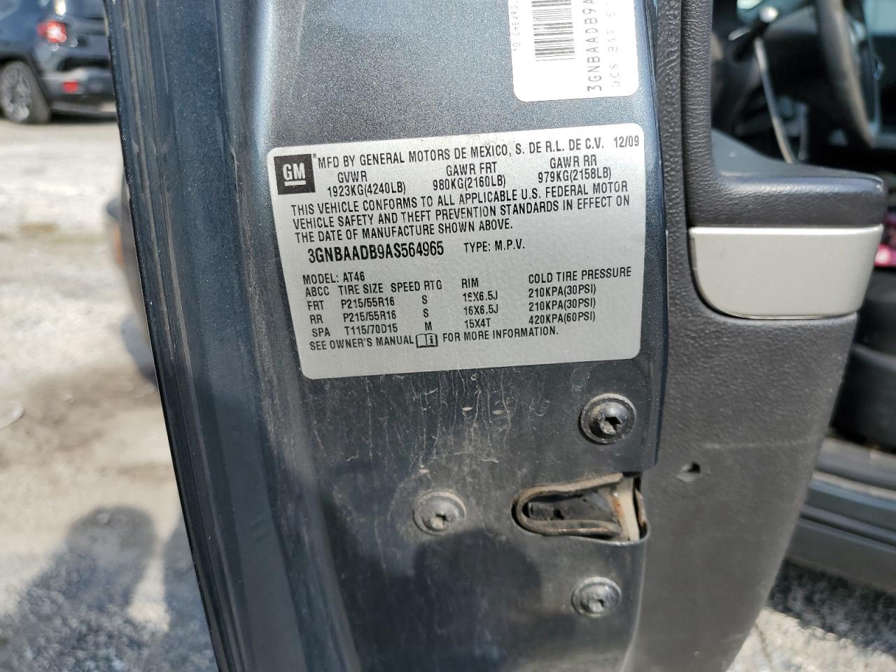 2010 Chevrolet Hhr Ls VIN: 3GNBAADB9AS564965 Lot: 71173945