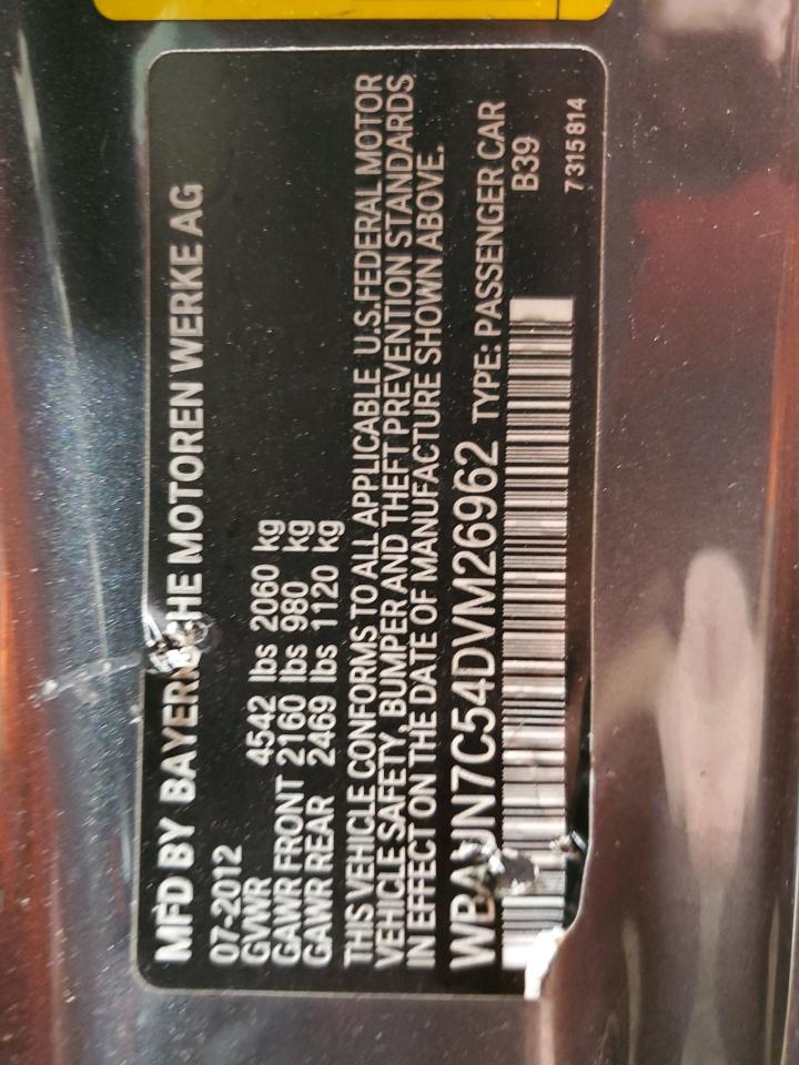 2013 BMW 135 I VIN: WBAUN7C54DVM26962 Lot: 71165775