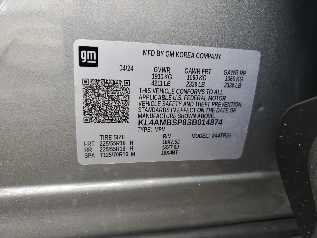 2025 Buick Encore Gx Preferred VIN: KL4AMBSP8SB014874 Lot: 80333035