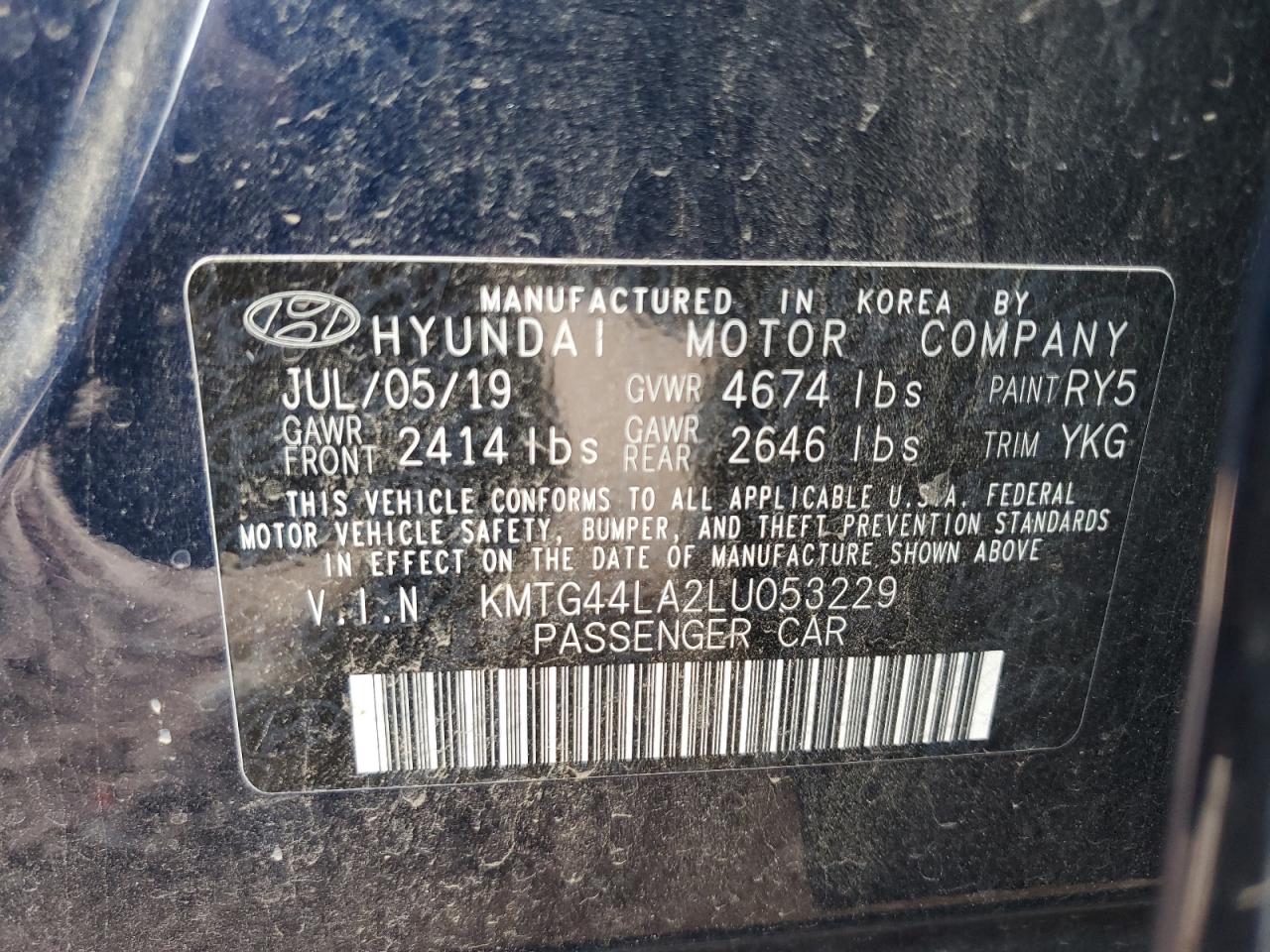 2020 Genesis G70 Prestige VIN: KMTG44LA2LU053229 Lot: 81614135