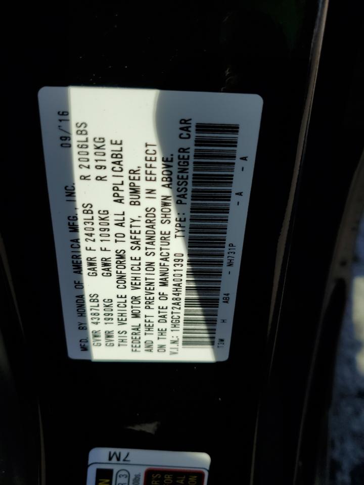 2017 Honda Accord Exl VIN: 1HGCT2A84HA001390 Lot: 71649725