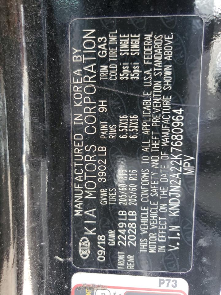 2019 Kia Soul VIN: KNDJN2A22K7680964 Lot: 70972295