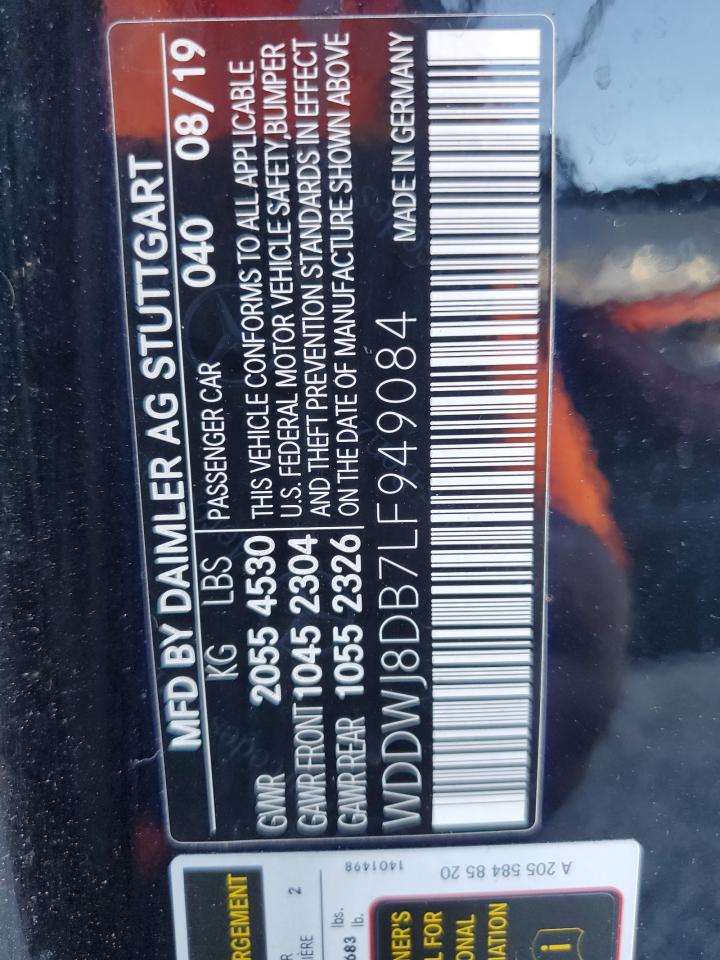2020 Mercedes-Benz C 300 VIN: WDDWJ8DB7LF949084 Lot: 82168245