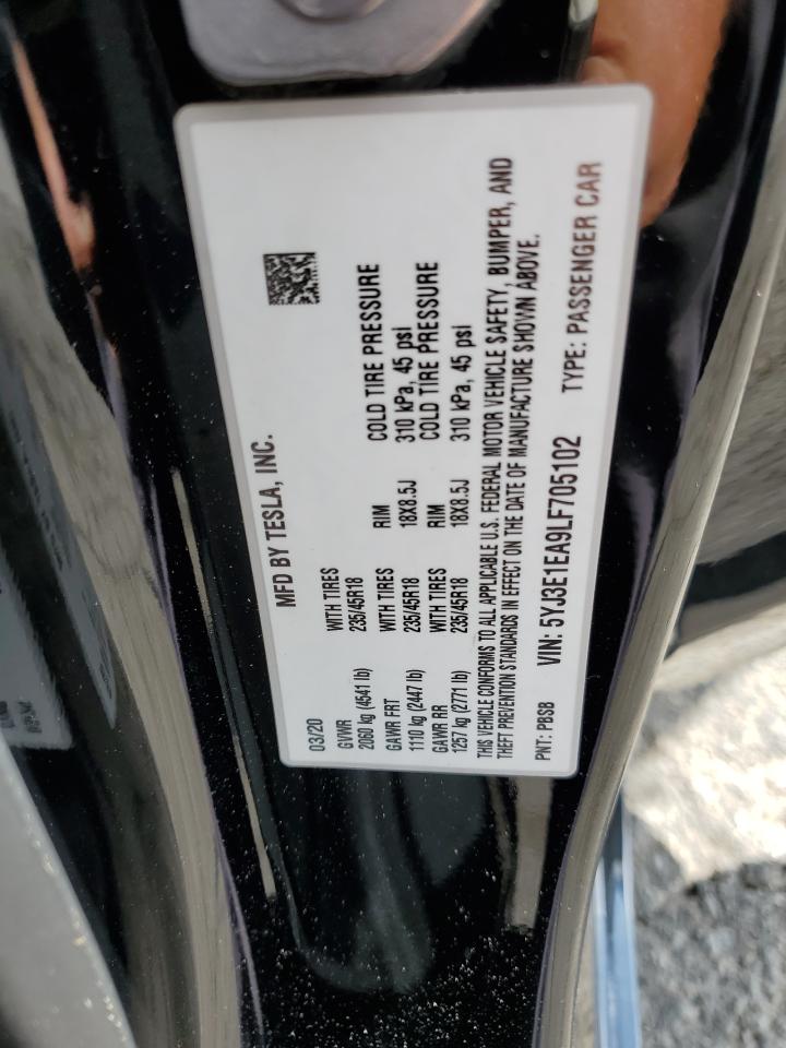 2020 Tesla Model 3 VIN: 5YJ3E1EA9LF705102 Lot: 80269495