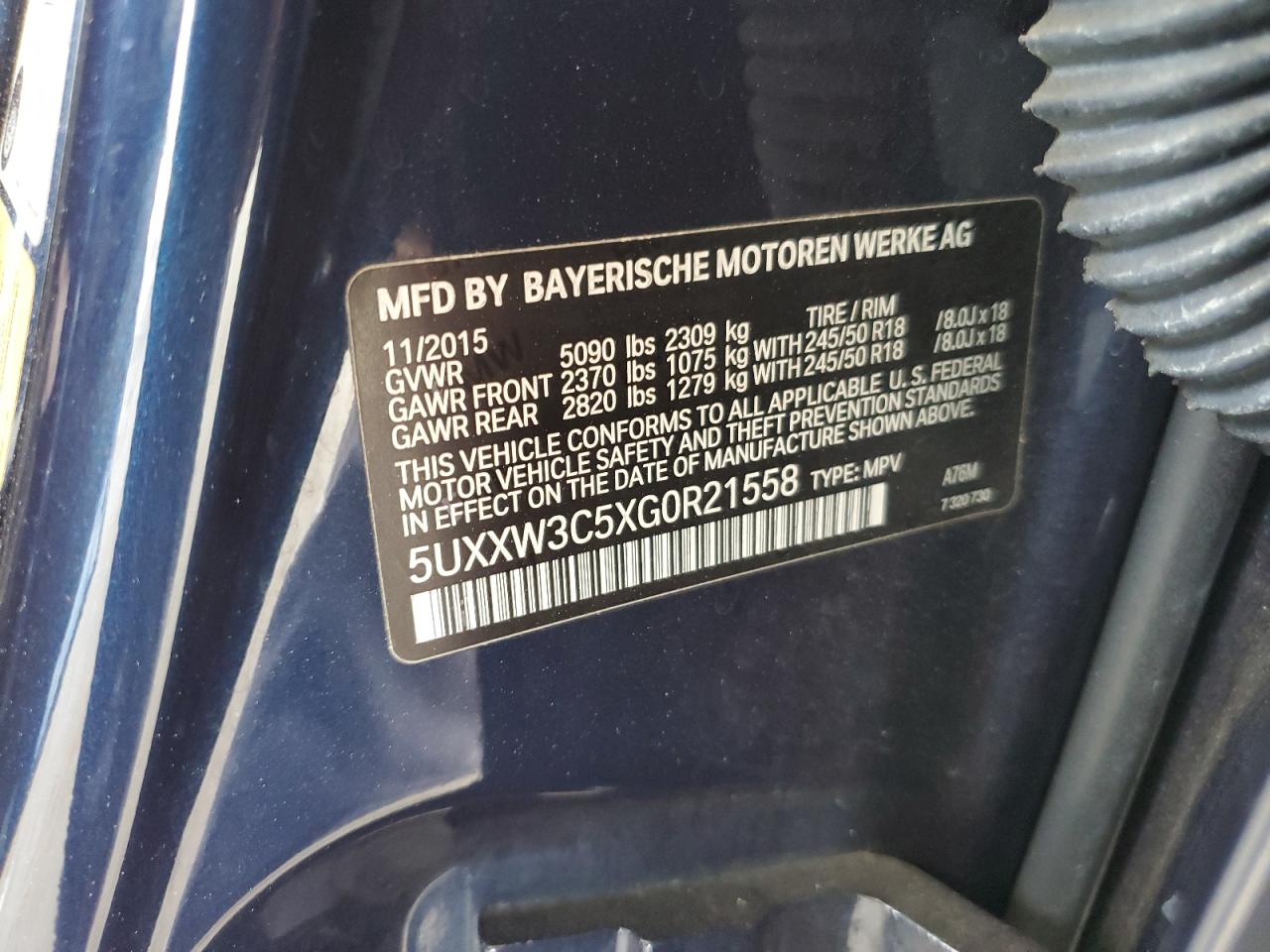 2016 BMW X4 xDrive28I VIN: 5UXXW3C5XG0R21558 Lot: 83931385