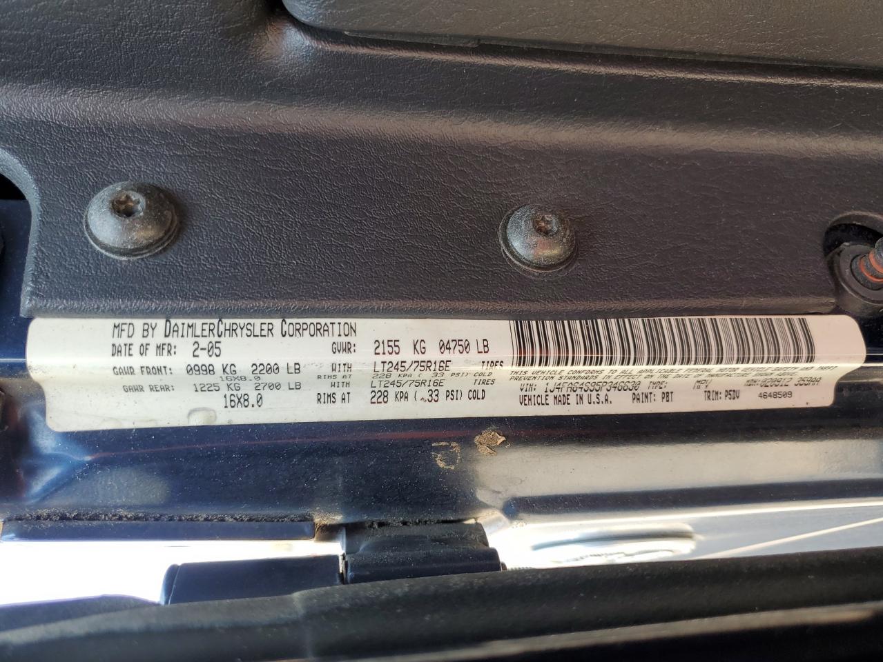 2005 Jeep Wrangler / Tj Unlimited Rubicon VIN: 1J4FA64S95P346630 Lot: 81561365