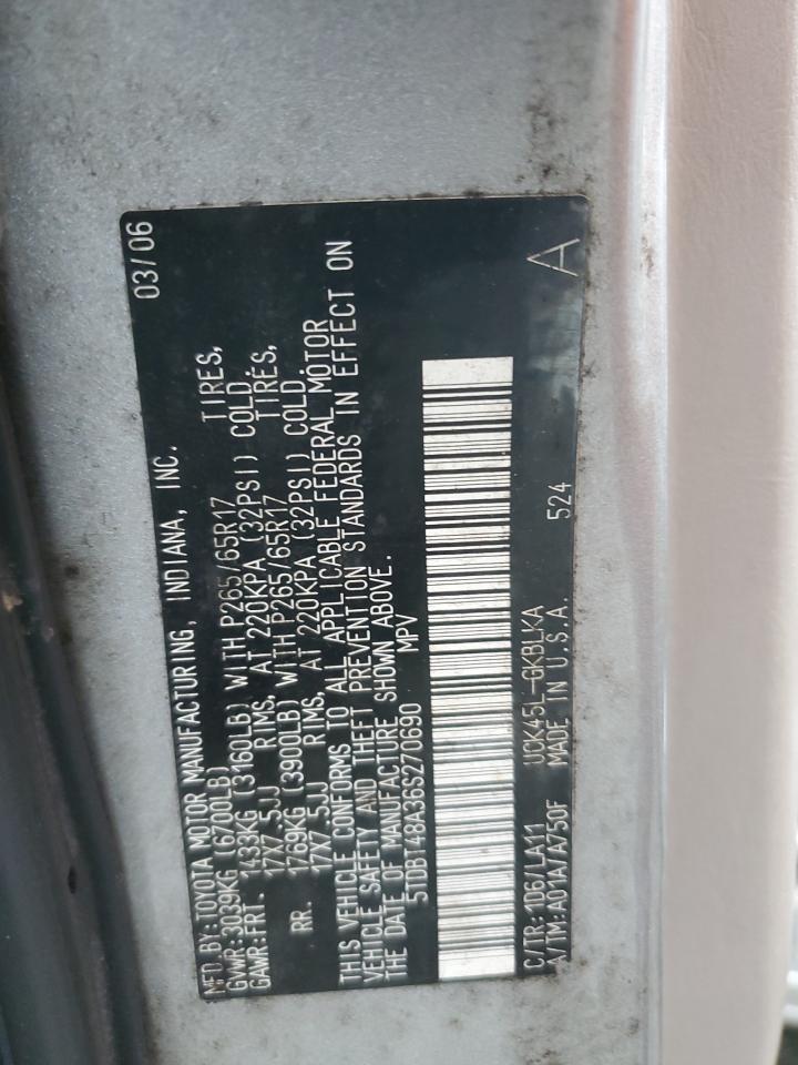 2006 Toyota Sequoia Limited VIN: 5TDBT48A36S270690 Lot: 81809705