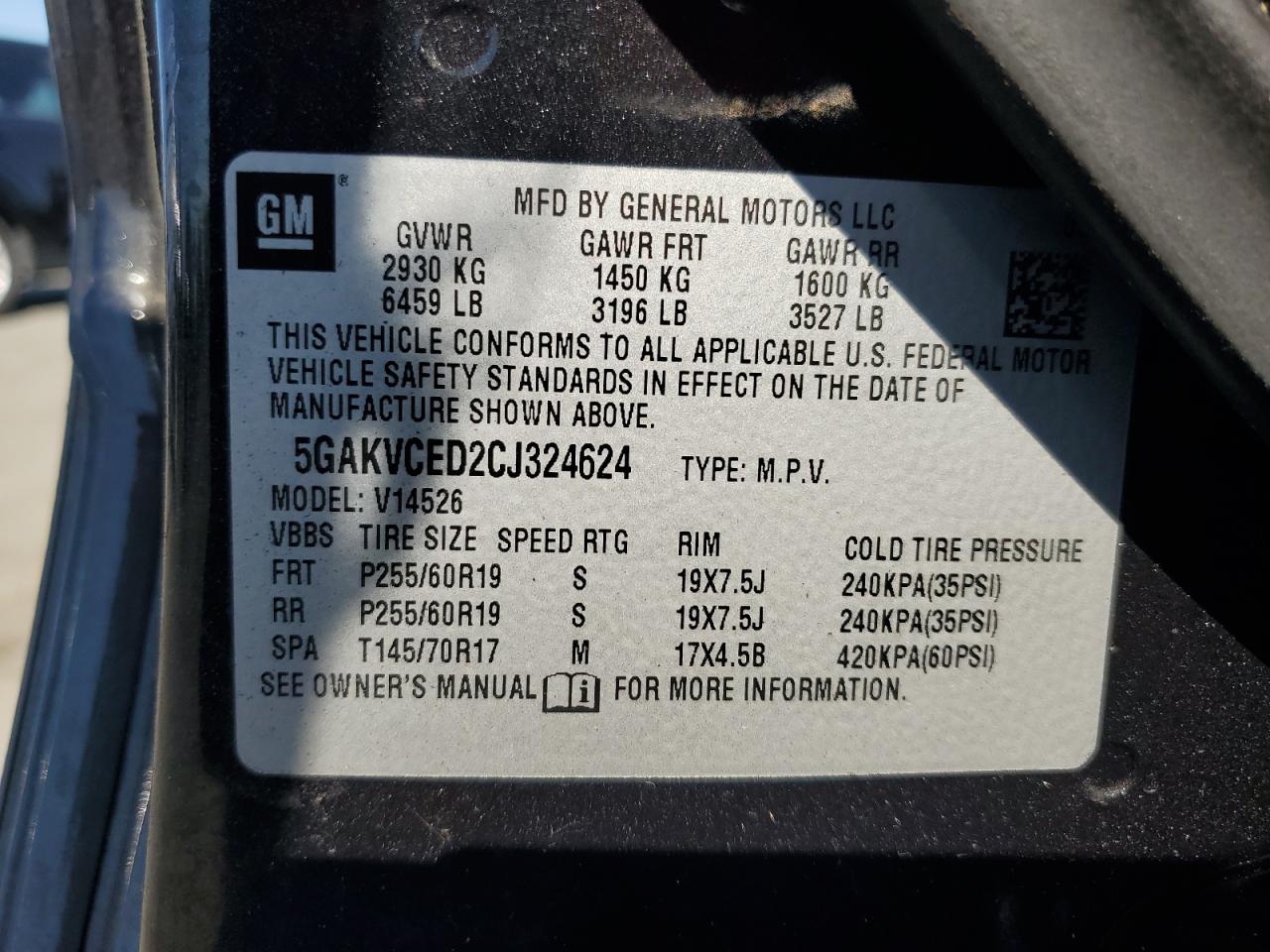 2012 Buick Enclave VIN: 5GAKVCED2CJ324624 Lot: 80764155