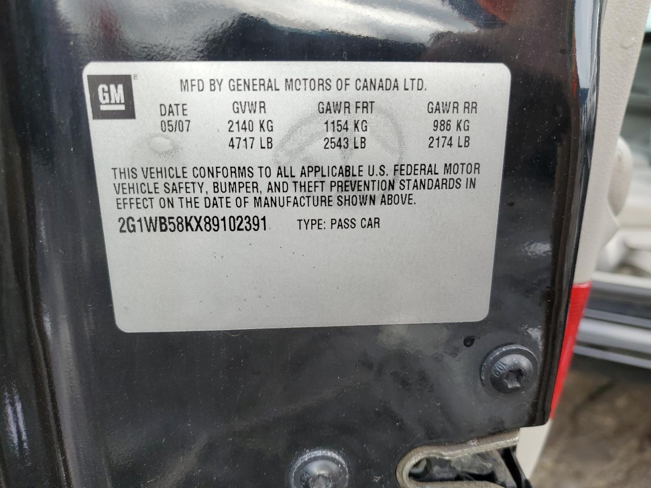 2008 Chevrolet Impala Ls VIN: 2G1WB58KX89102391 Lot: 71469415