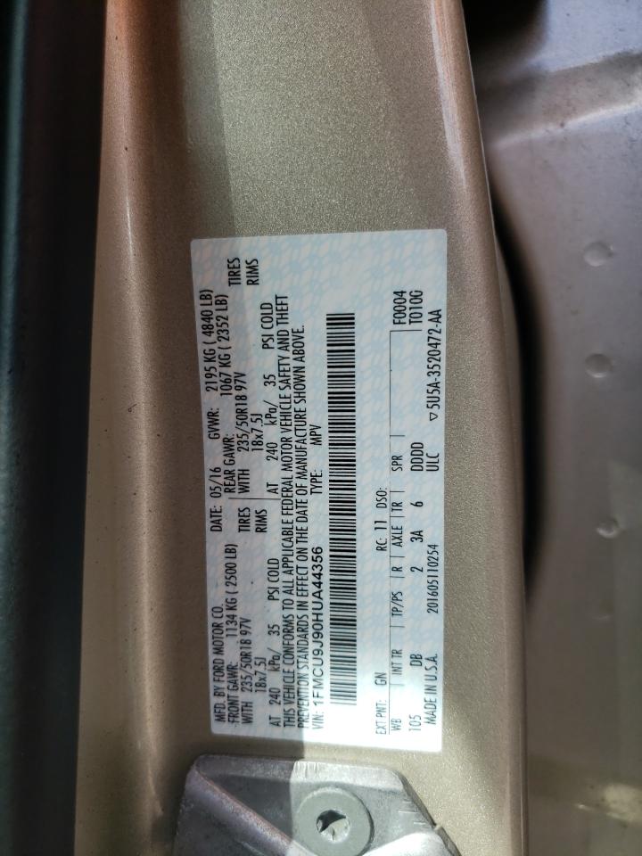 2017 Ford Escape Titanium VIN: 1FMCU9J90HUA44356 Lot: 70345265