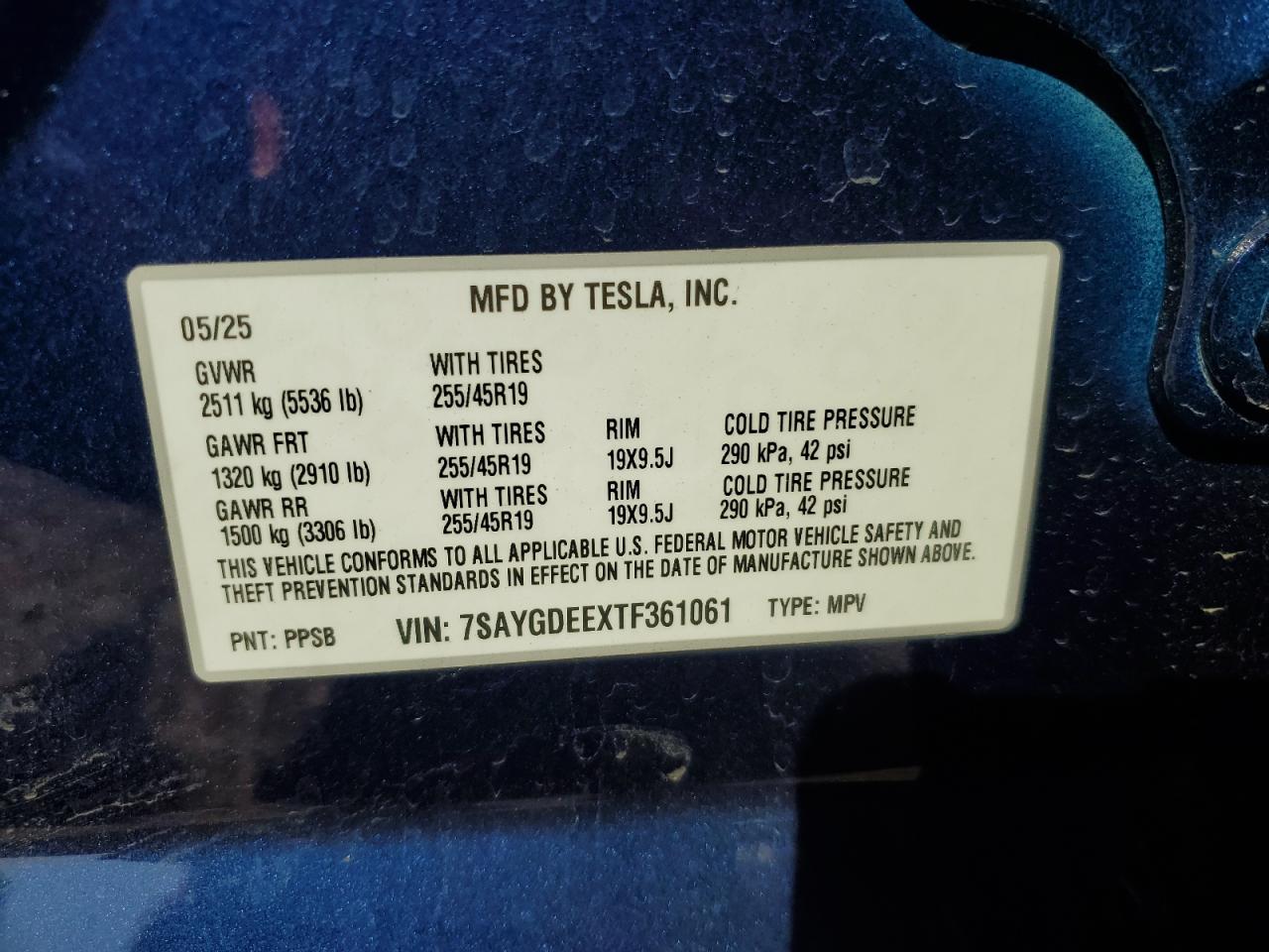 2026 Tesla Model Y VIN: 7SAYGDEEXTF361061 Lot: 71639935