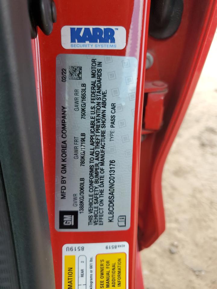 2022 Chevrolet Spark 1Lt VIN: KL8CD6SA0NC013176 Lot: 81276875