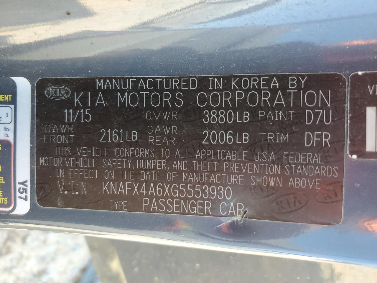 2016 Kia Forte Lx VIN: KNAFX4A6XG5553930 Lot: 81072445