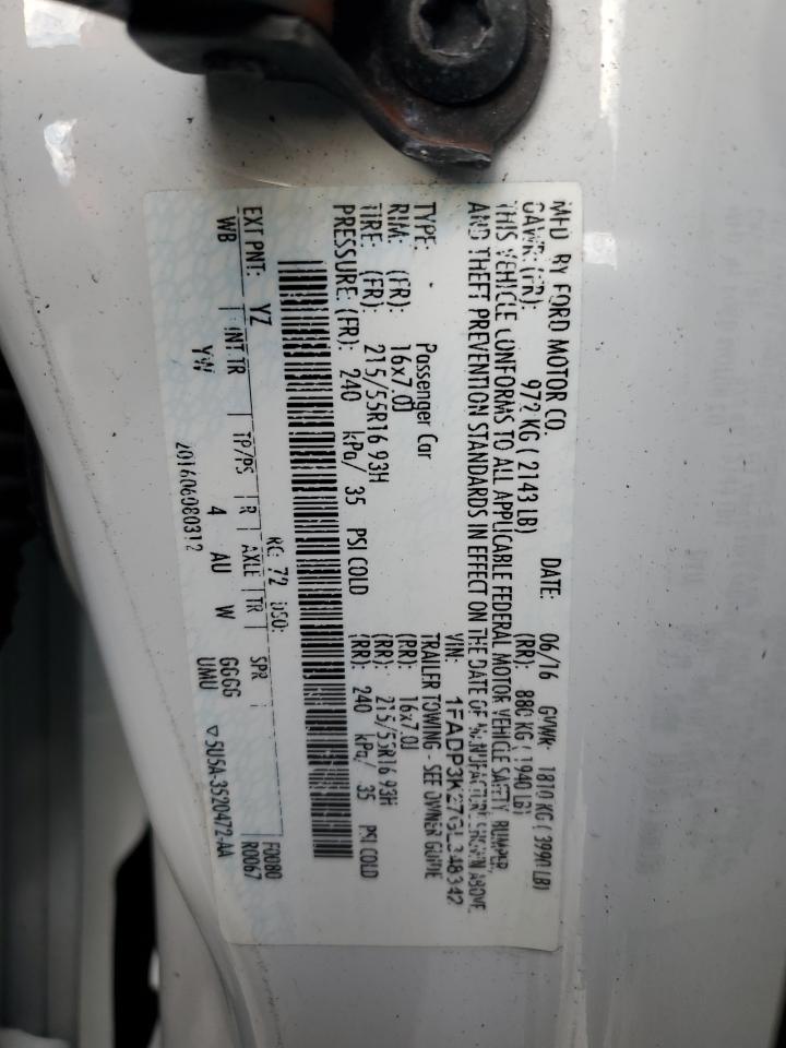 2016 Ford Focus Se VIN: 1FADP3K27GL348342 Lot: 80432715
