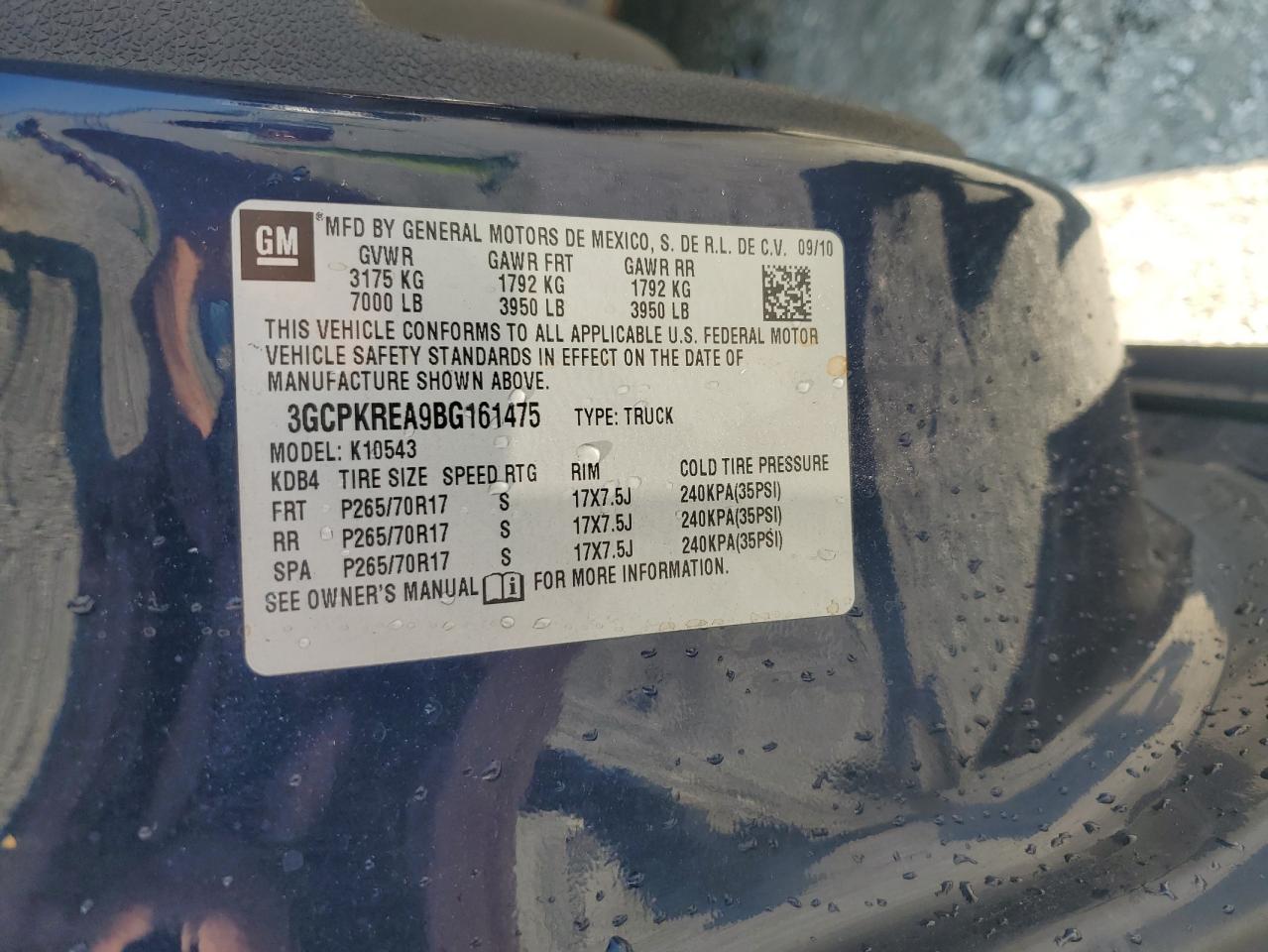 2011 Chevrolet Silverado K1500 Ls VIN: 3GCPKREA9BG161475 Lot: 81142945