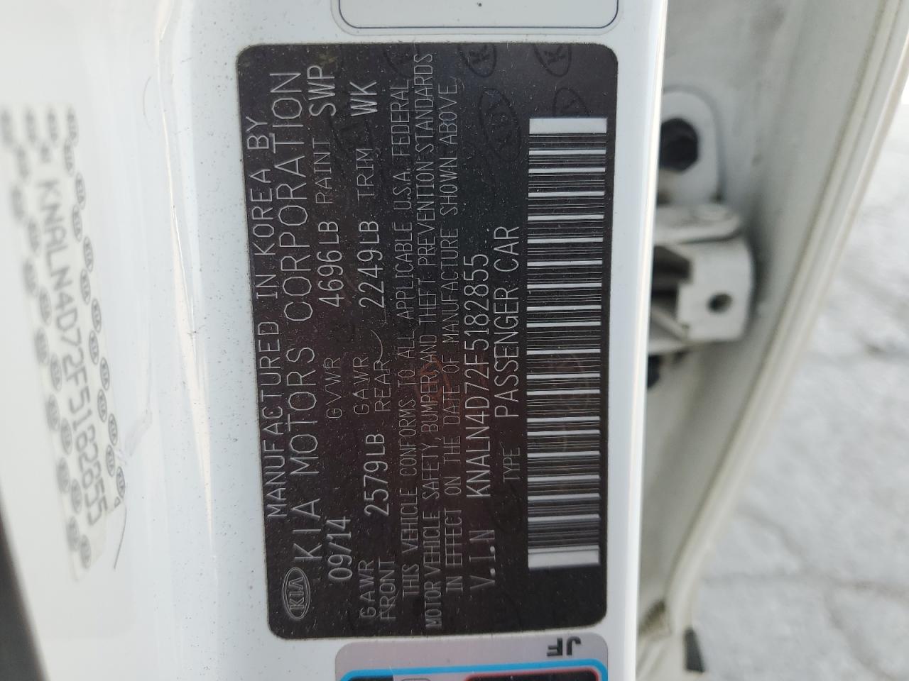 2015 Kia Cadenza Premium VIN: KNALN4D72F5182855 Lot: 81149245