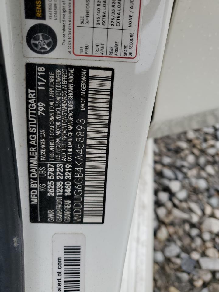 2019 Mercedes-Benz S 450 VIN: WDDUG6GB4KA458893 Lot: 81770645