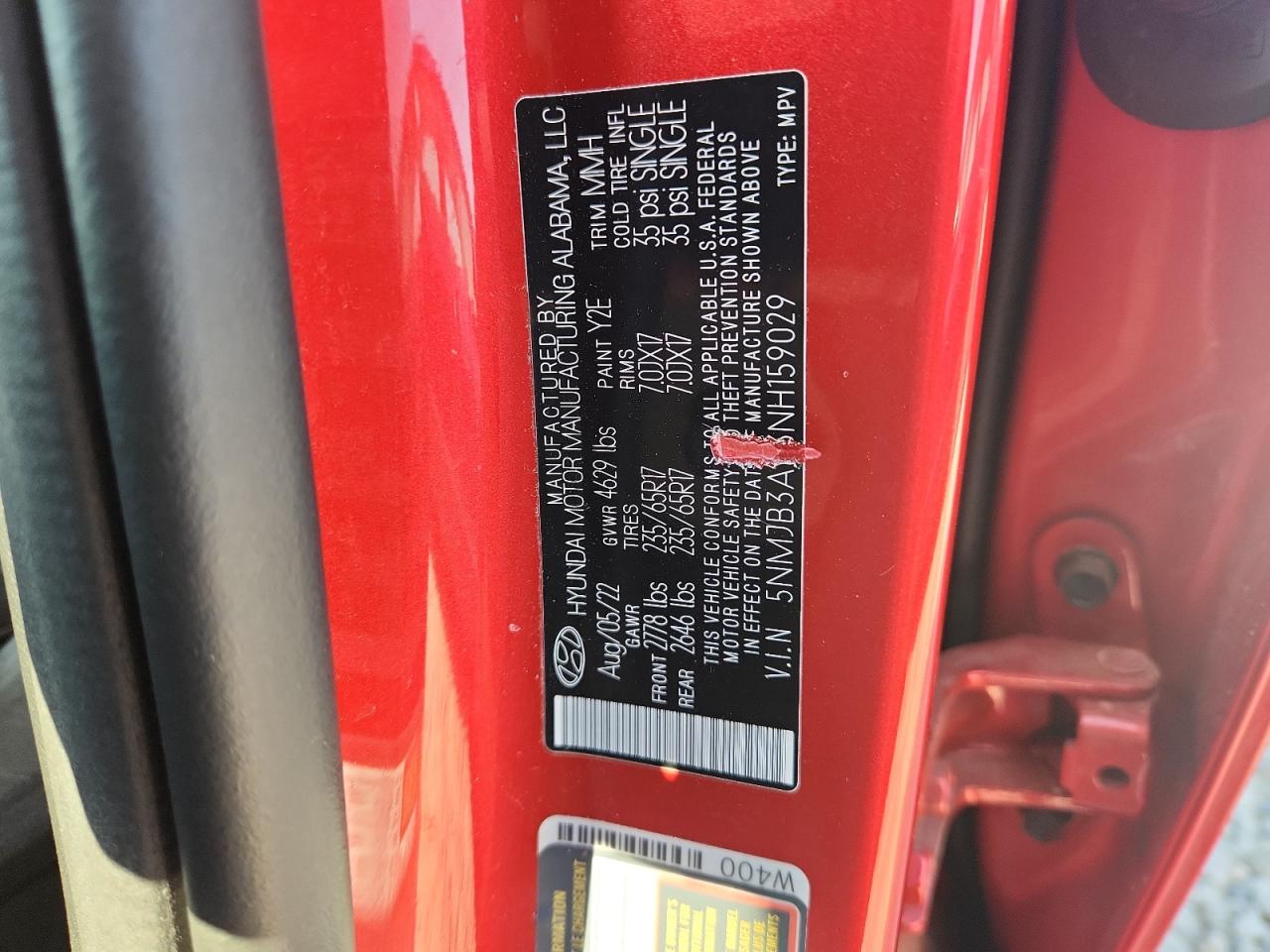 2022 Hyundai Tucson Sel VIN: 5NMJB3AE3NH159029 Lot: 70993875