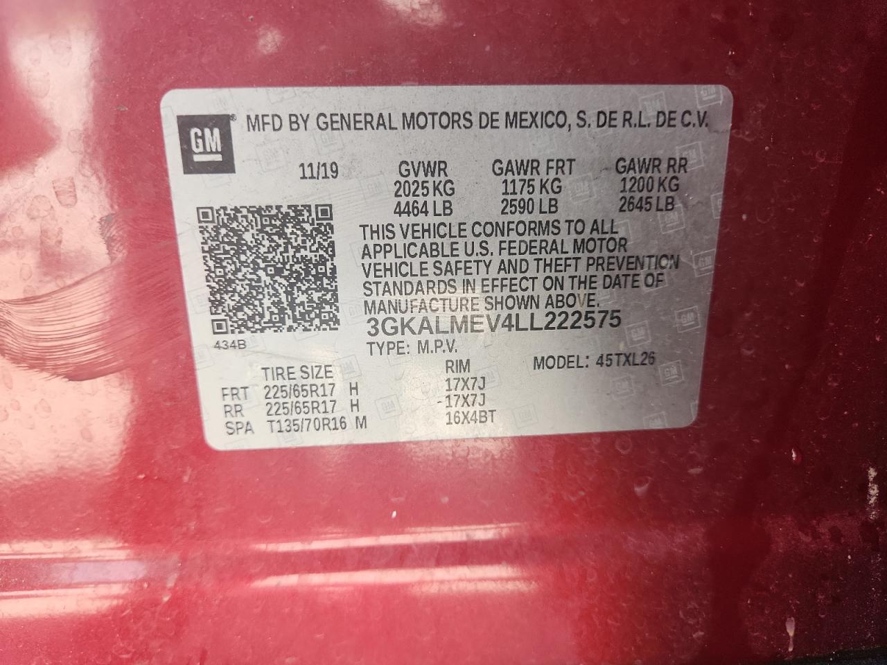 2020 GMC Terrain Sle VIN: 3GKALMEV4LL222575 Lot: 71884975