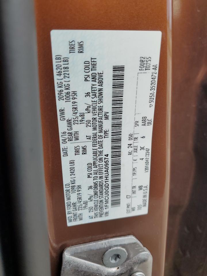 2017 Ford Escape Se VIN: 1FMCU0GD1HUA09574 Lot: 81794515