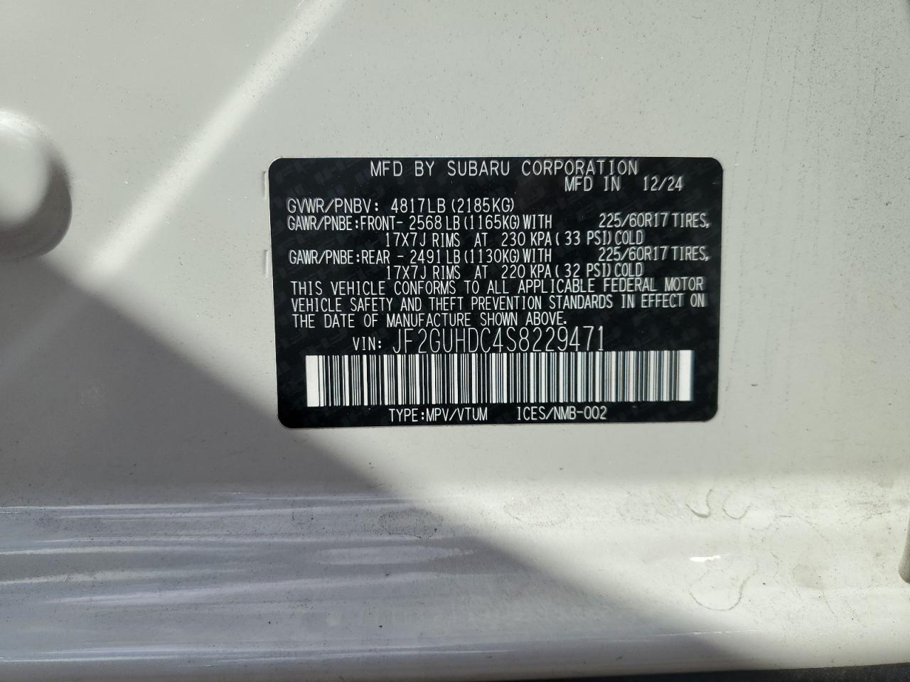 2025 Subaru Crosstrek Premium VIN: JF2GUHDC4S8229471 Lot: 81206175