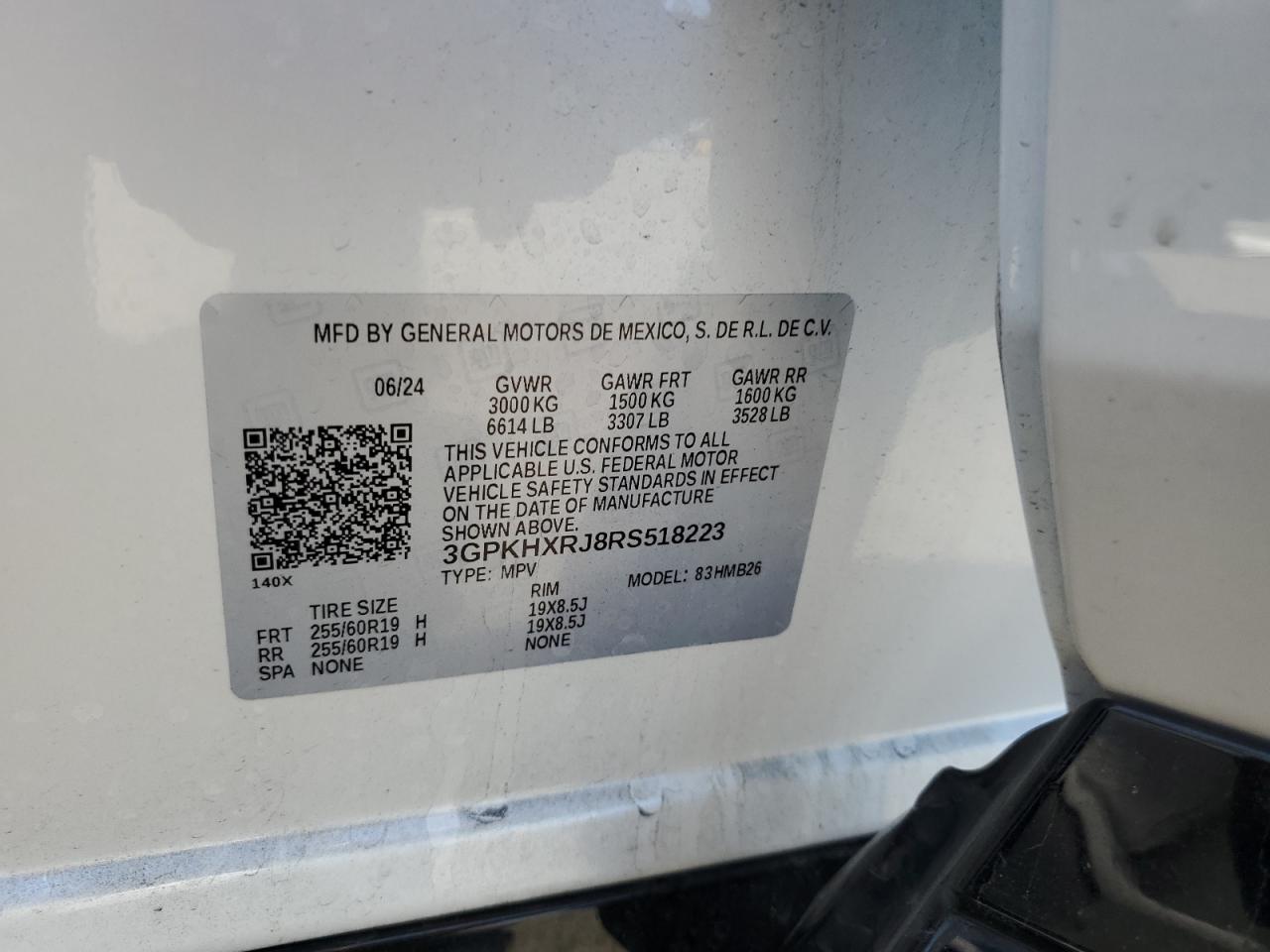 2024 Honda Prologue Tour VIN: 3GPKHXRJ8RS518223 Lot: 81616505