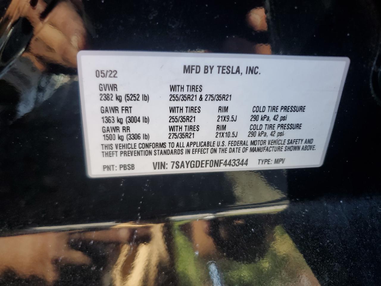 2022 Tesla Model Y VIN: 7SAYGDEF0NF443344 Lot: 81414985