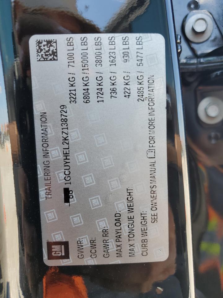 2019 Chevrolet Silverado K1500 High Country VIN: 1GCUYHEL2KZ138729 Lot: 80025675