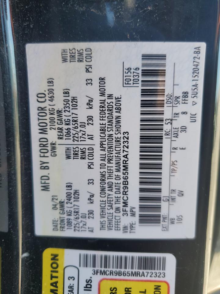 2021 Ford Bronco Sport Big Bend VIN: 3FMCR9B65MRA72323 Lot: 81851445