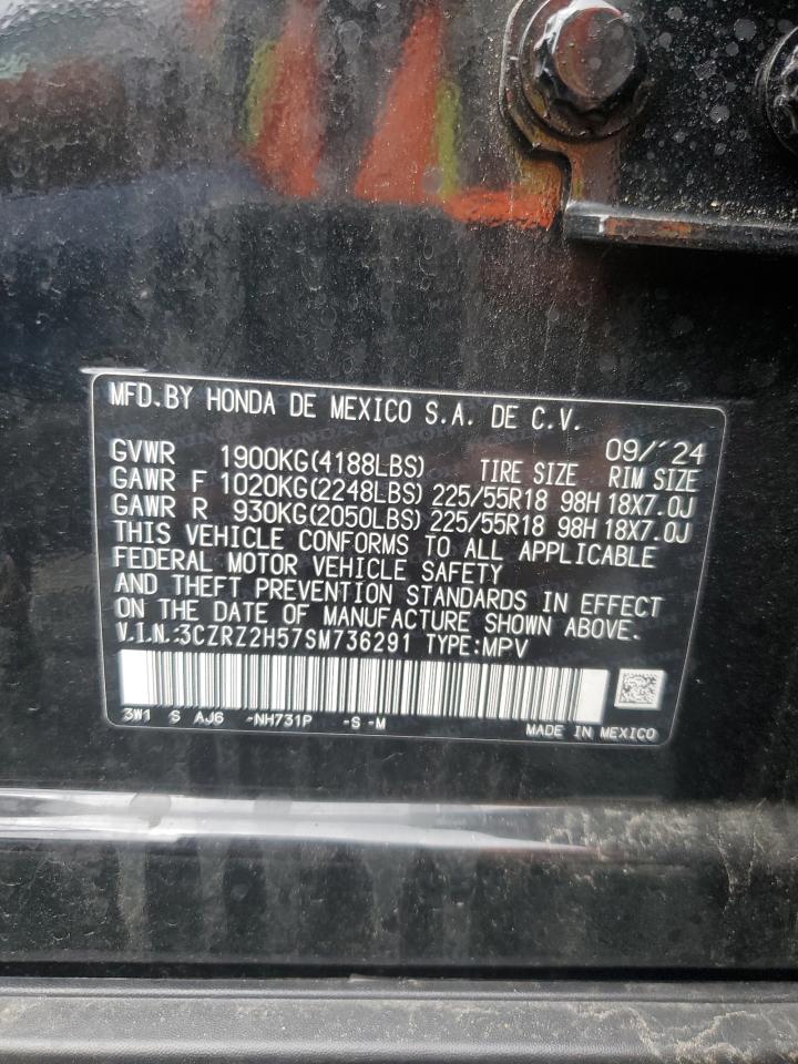 2025 Honda Hr-V Sport VIN: 3CZRZ2H57SM736291 Lot: 80092185