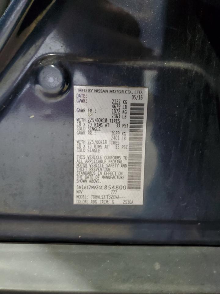 2016 Nissan Rogue S VIN: 5N1AT2MV2GC854800 Lot: 72043275