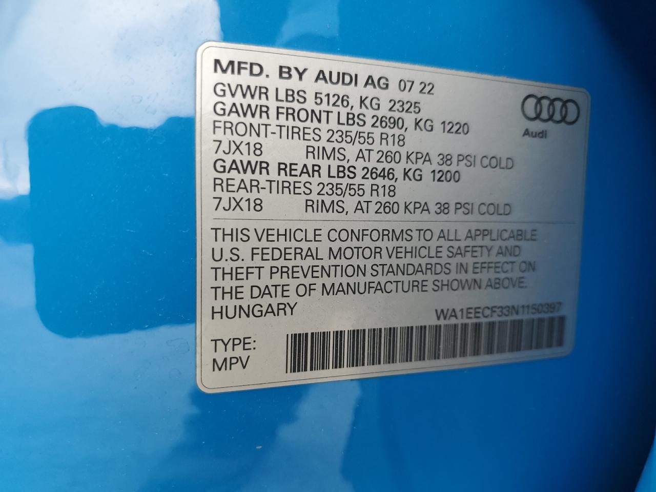 2022 Audi Q3 Premium Plus S Line 45 VIN: WA1EECF33N1150397 Lot: 84426475