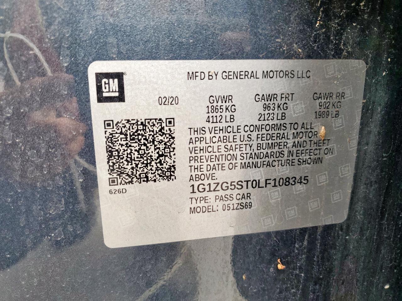 2020 Chevrolet Malibu Rs VIN: 1G1ZG5ST0LF108345 Lot: 84609655