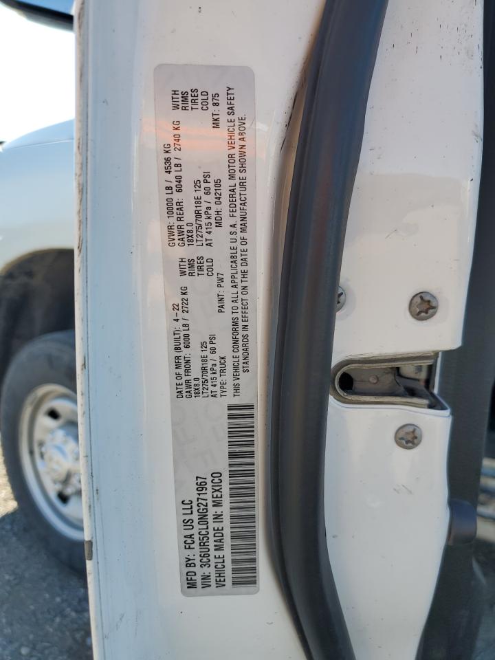 2022 Ram 2500 Tradesman VIN: 3C6UR5CL0NG271967 Lot: 81121675