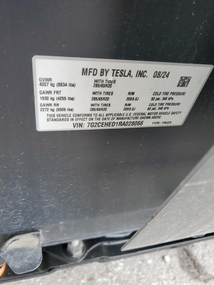 2024 Tesla Cybertruck VIN: 7G2CEHED1RA028066 Lot: 81125645