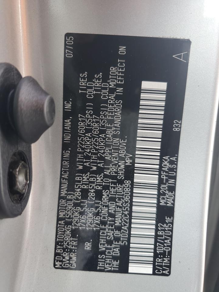 2005 Toyota Sienna Xle VIN: 5TDZA22C45S360898 Lot: 81085035