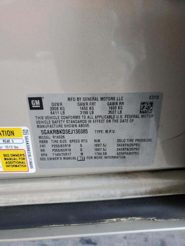 2014 Buick Enclave VIN: 5GAKRBKD3EJ136085 Lot: 81049535