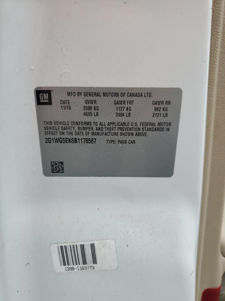 2011 Chevrolet Impala Lt VIN: 2G1WG5EK6B1178587 Lot: 83930885