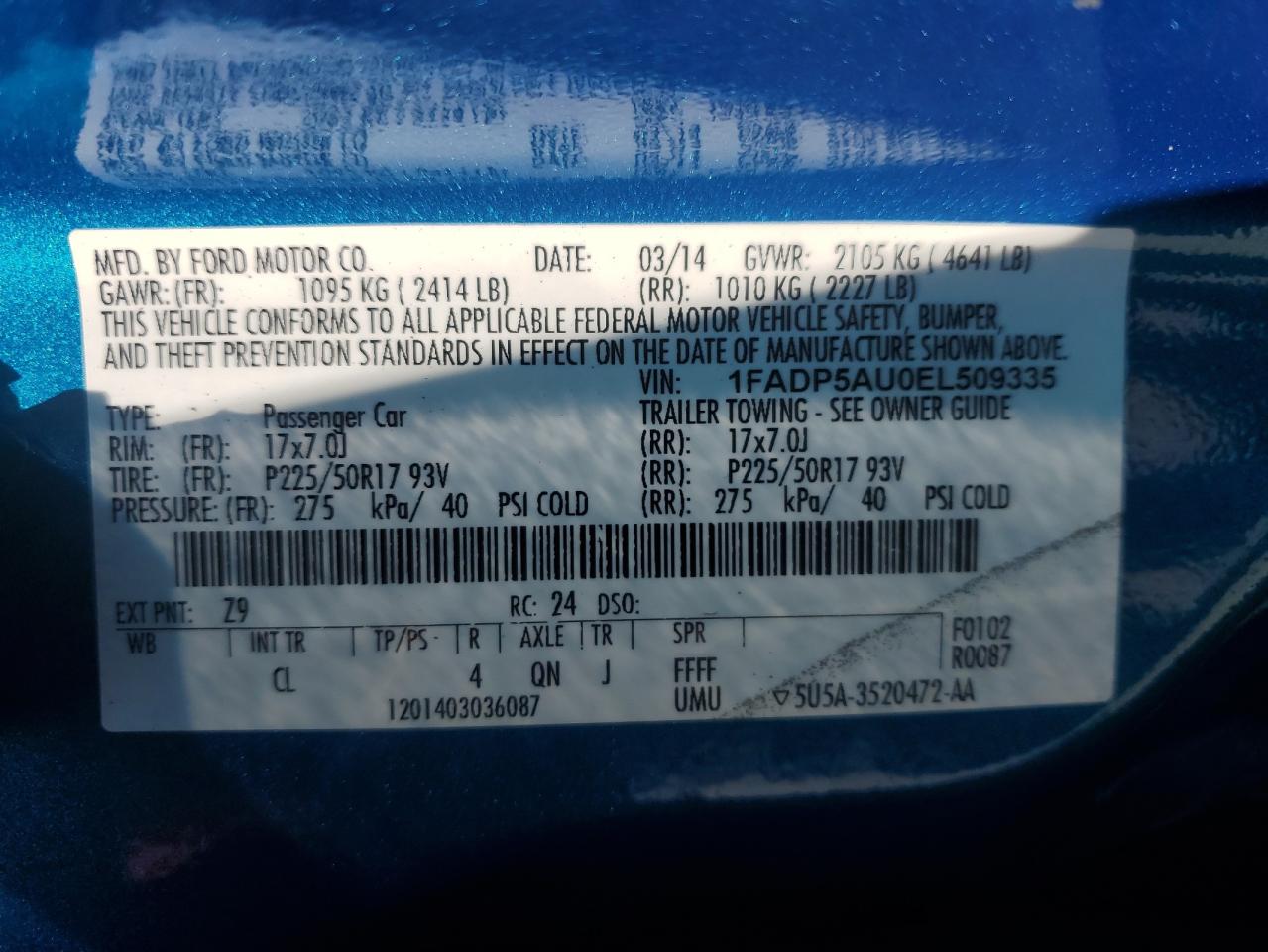 2014 Ford C-Max Se VIN: 1FADP5AU0EL509335 Lot: 80027635