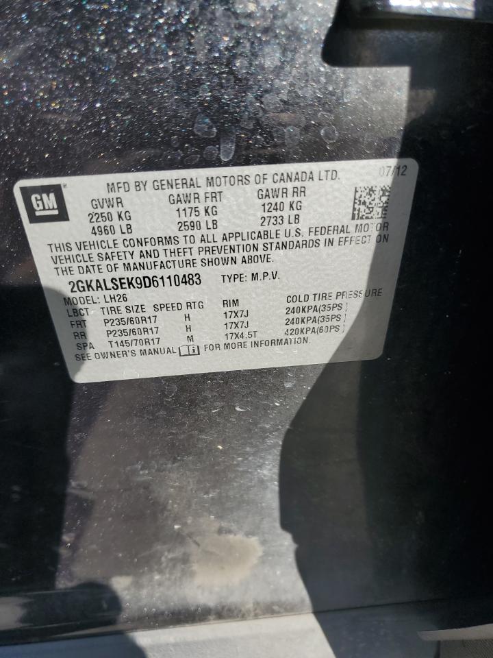 2013 GMC Terrain Sle VIN: 2GKALSEK9D6110483 Lot: 83834295
