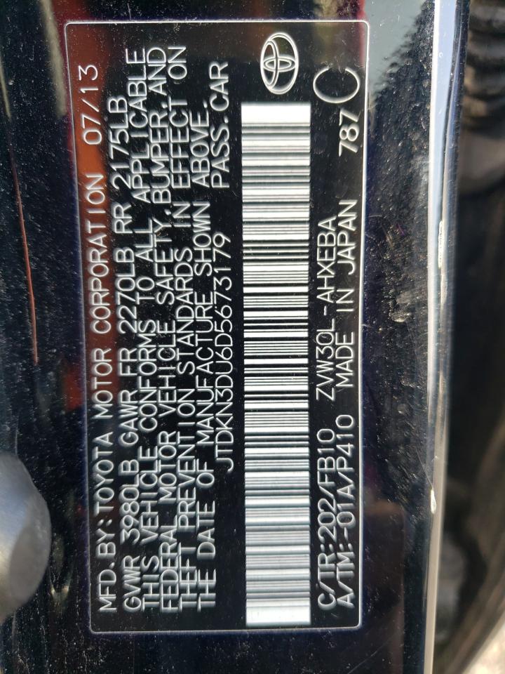 2013 Toyota Prius VIN: JTDKN3DU6D5673179 Lot: 81388025