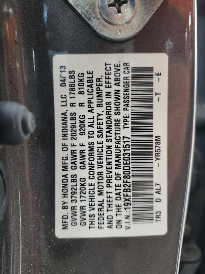 2013 Honda Civic Ex VIN: 19XFB2F80DE031517 Lot: 81082935