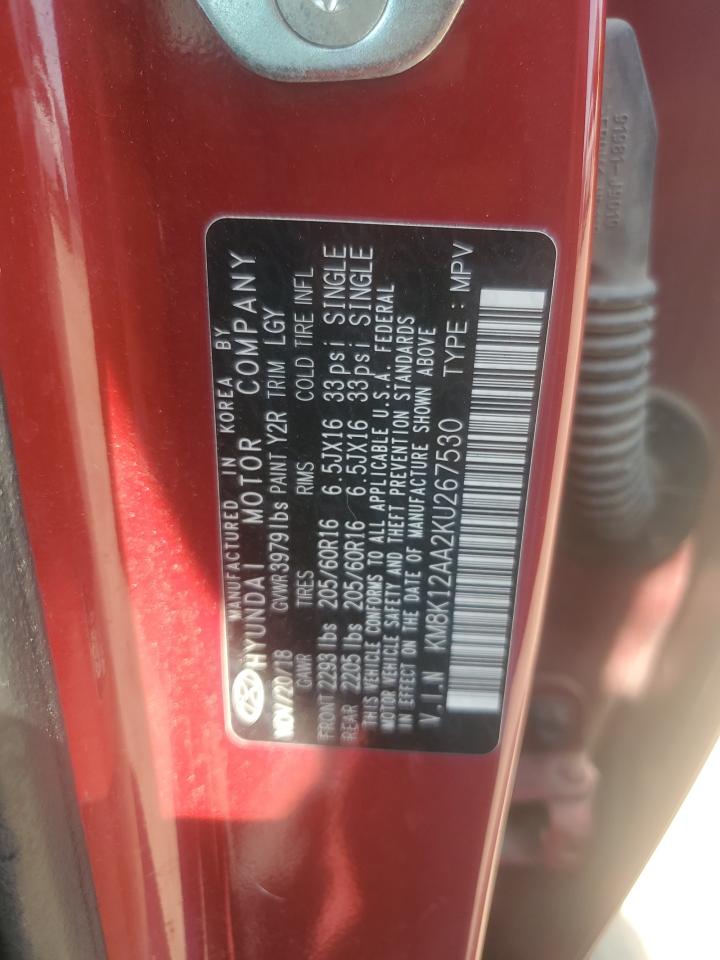 2019 Hyundai Kona Se VIN: KM8K12AA2KU267530 Lot: 71327505
