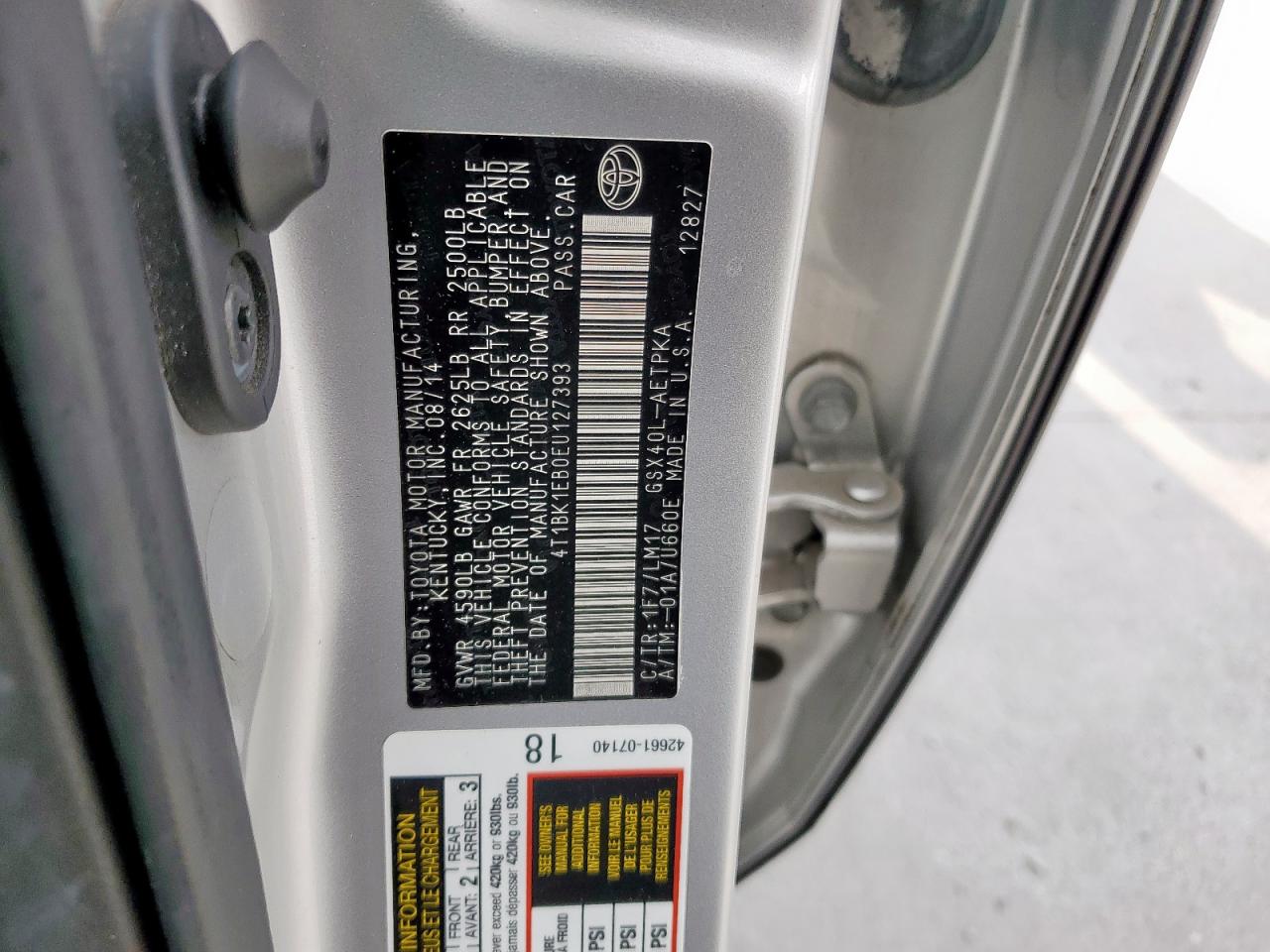 2014 Toyota Avalon Base VIN: 4T1BK1EB0EU127393 Lot: 81441375