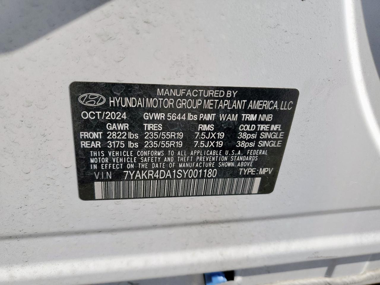 2025 Hyundai Ioniq 5 Limited VIN: 7YAKR4DA1SY001180 Lot: 84413865