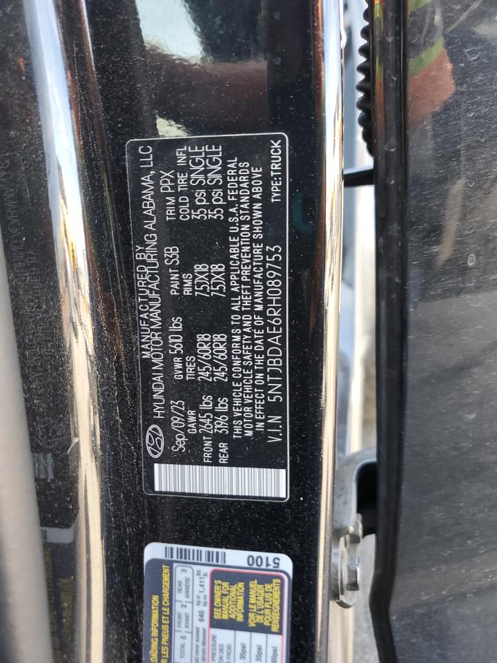 2024 Hyundai Santa Cruz Sel VIN: 5NTJBDAE6RH089753 Lot: 84226505