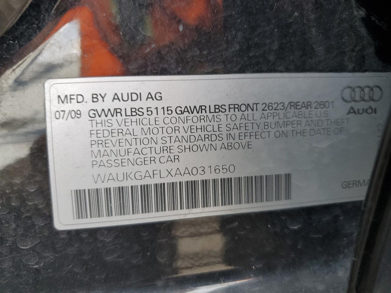 2010 Audi S4 Prestige VIN: WAUKGAFLXAA031650 Lot: 81463265