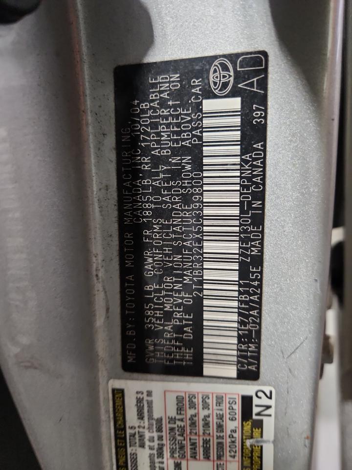 2005 Toyota Corolla Ce VIN: 2T1BR32EX5C399800 Lot: 81447855