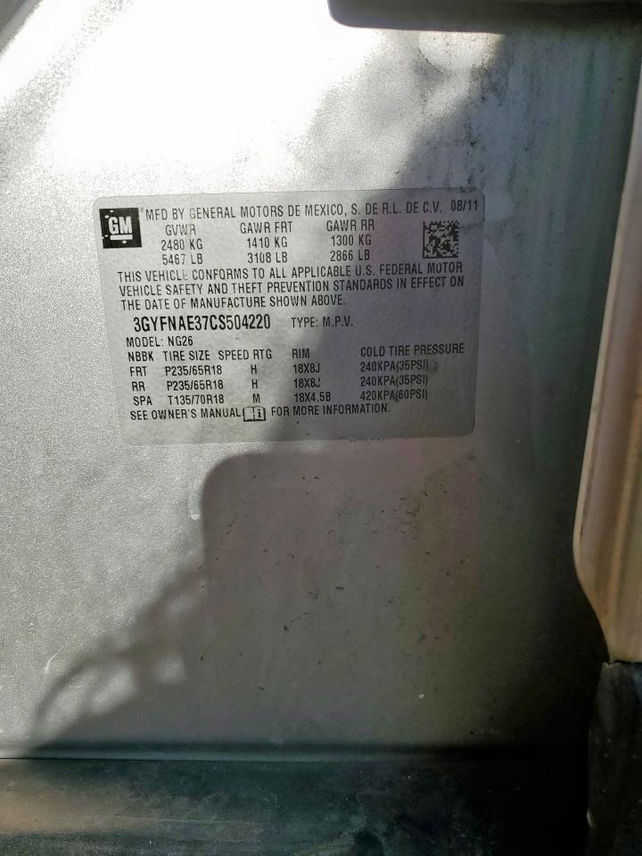 2012 Cadillac Srx Luxury Collection VIN: 3GYFNAE37CS504220 Lot: 80481715