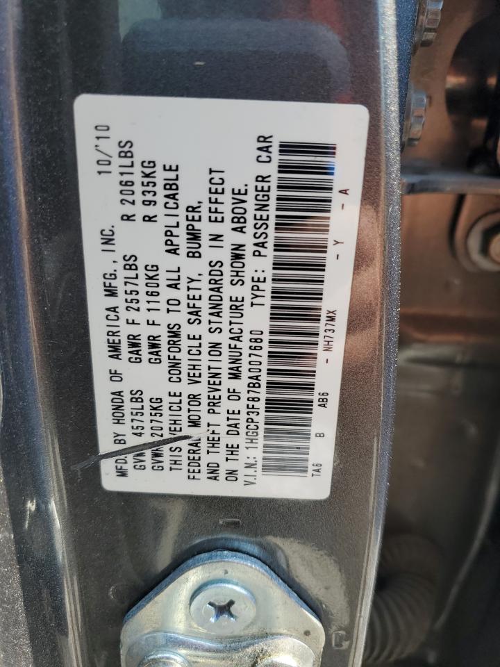 2011 Honda Accord Exl VIN: 1HGCP3F87BA007680 Lot: 80895925